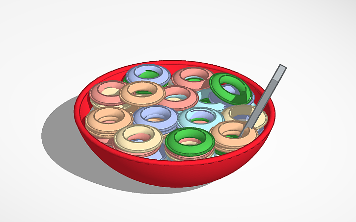 3D design Froot loops with spoon inside - Tinkercad