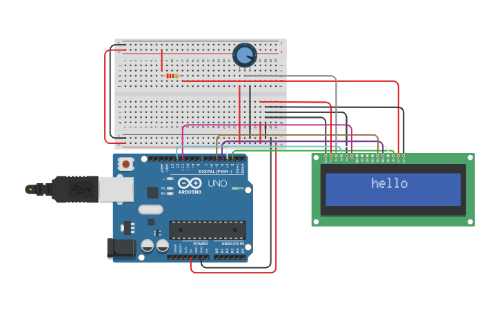 Circuit design LCD - Tinkercad