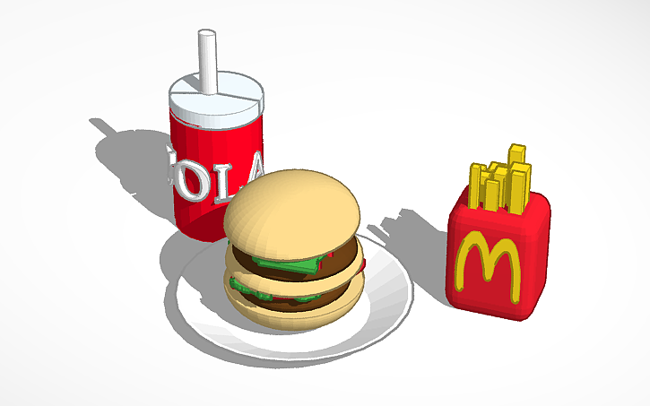 3D design Mcdonalds basic menu | Tinkercad