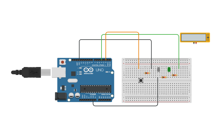 Circuit design Pull-up pushbutton | Tinkercad