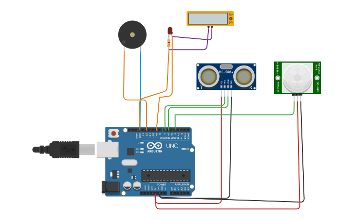 Circuit design By using of 2 sensors project - Tinkercad