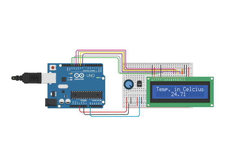 Circuit design Copy of Temperature Sensor - Tinkercad