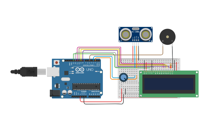 Circuit design distance sensor - Tinkercad