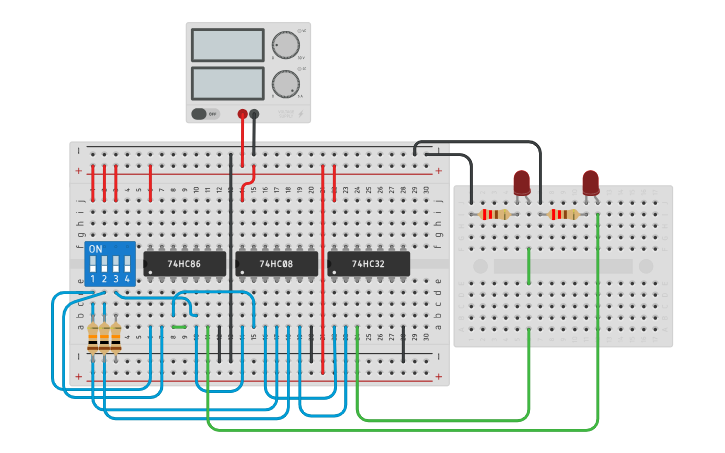 Circuit design full adder - Tinkercad