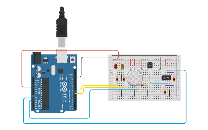 Circuit design Fire Alarm - Tinkercad