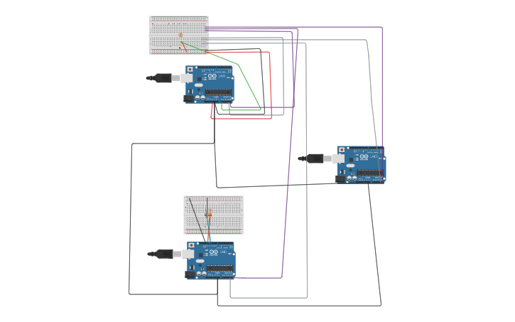 Circuit design Master - Slaves - Tinkercad