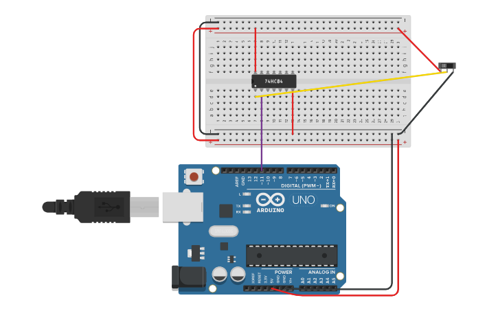 Circuit design Experiment-2(Use of Not Gate and Arduino) | Tinkercad