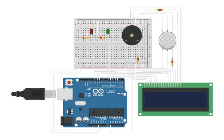 Circuit design Fire Alarm System - Tinkercad