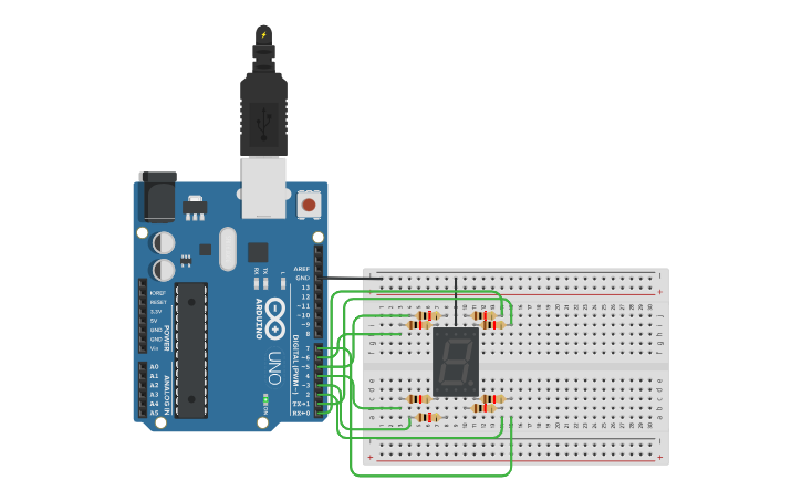 Circuit design 7 Segment - Tinkercad
