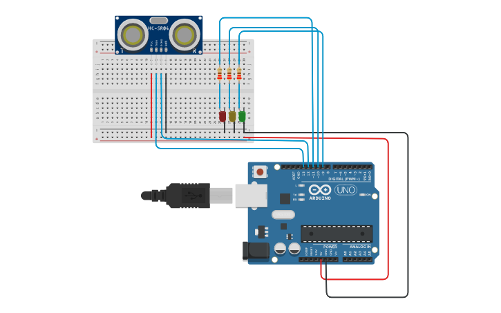 Circuit design SENSOR DE DISTANCIA | Tinkercad