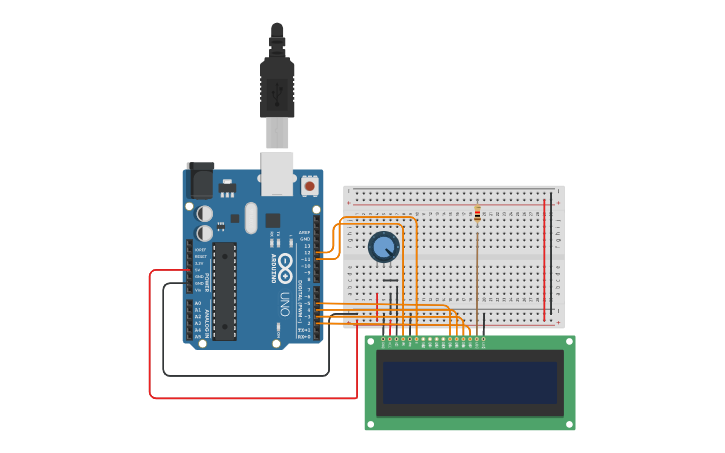 Circuit design LCD arduino - Tinkercad