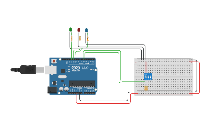 Circuit design ARDUINO CON LEDS - Tinkercad