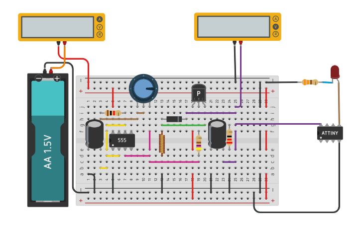 Circuit design Joules thief 5 volts - Tinkercad