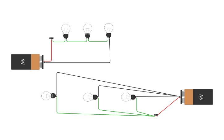 Circuit design CIRCUITO 2 EN SERIE Y PARALELO CON BOMBILLAS - Tinkercad