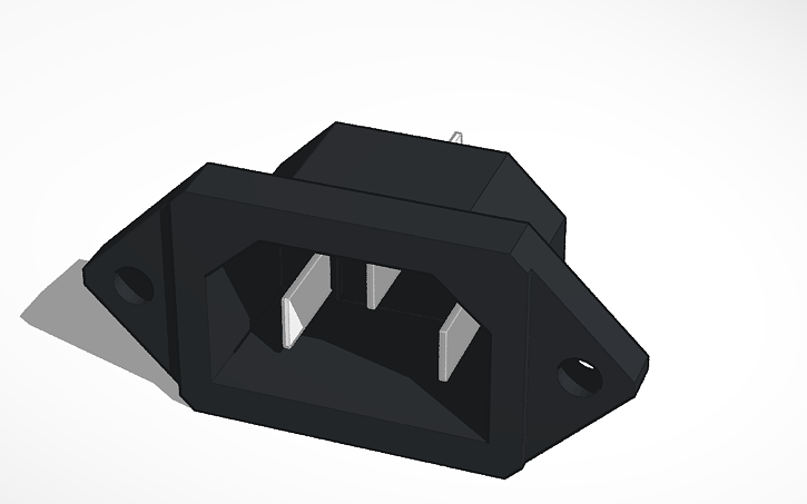 3D design AC Power Inlet - Tinkercad
