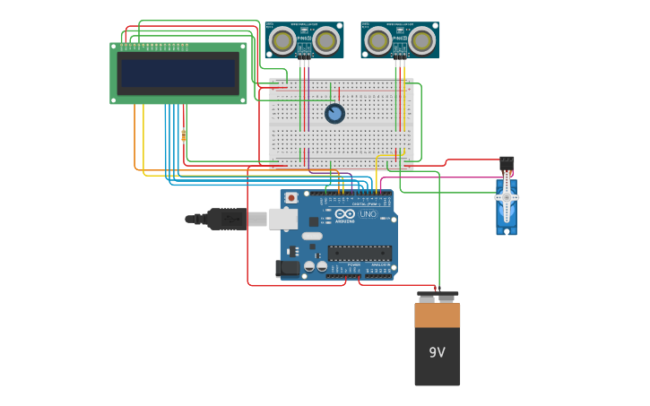 Circuit design Smart Dustbin - Tinkercad