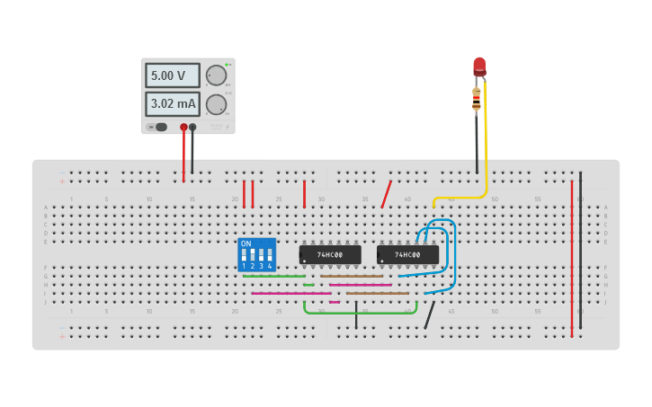 Circuit design XOR GATE using NAND - Tinkercad