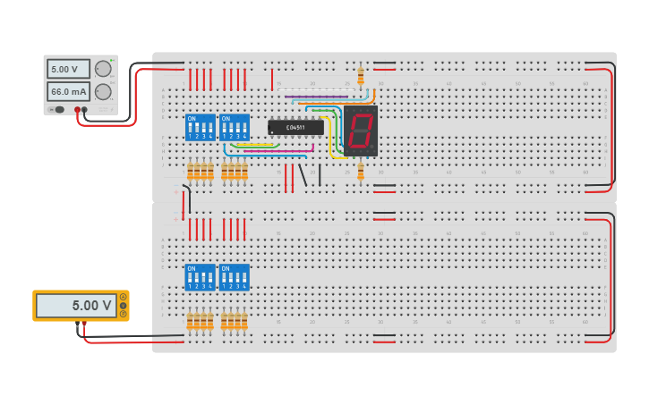 Circuit design 9. 7 Segments Display - Tinkercad