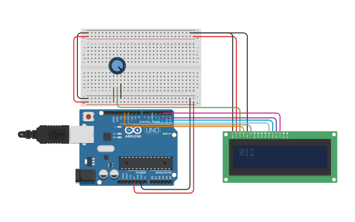 Circuit design LIQUID CRYSTAL AUTOSCROLL() | Tinkercad