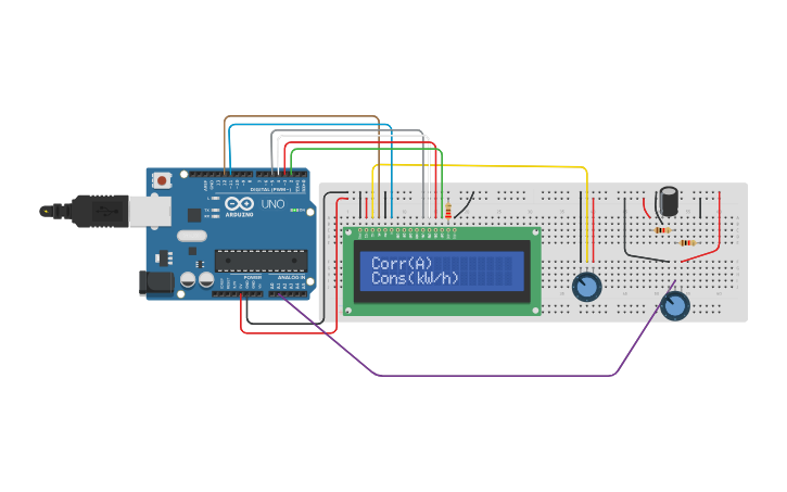 Circuit design Projeto medidor de consumo de energia Elétrica - Tinkercad