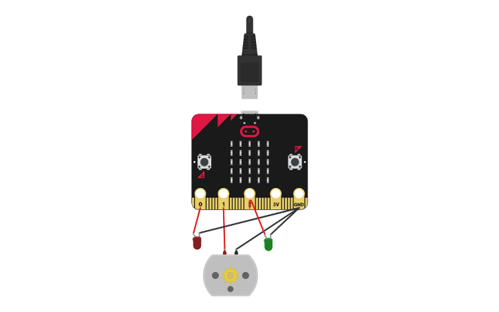 Circuit design DC motor and LED control with Microbit controller ...