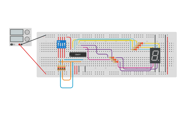 Circuit design 7 segment | Tinkercad