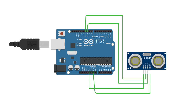 Circuit design Ultrasonic Sensor | Tinkercad