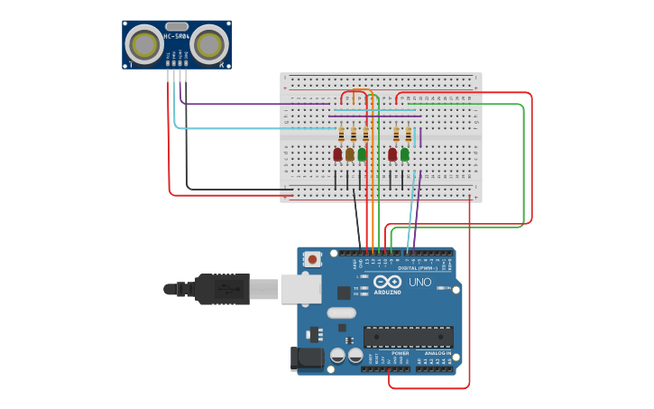 Circuit design Sygnalizacja świetlna - Tinkercad