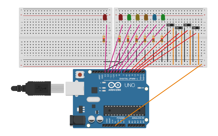 Circuit design 14 - BCD to 7 Segment Decoder - Tinkercad