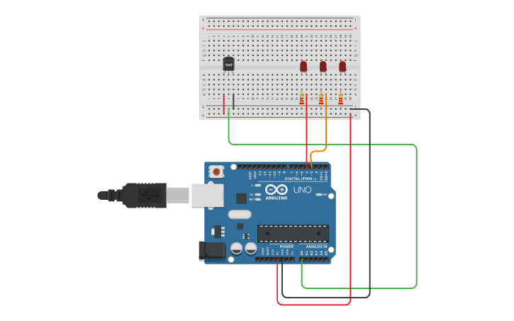 Circuit design Arduino Temperature Sensor - Tinkercad
