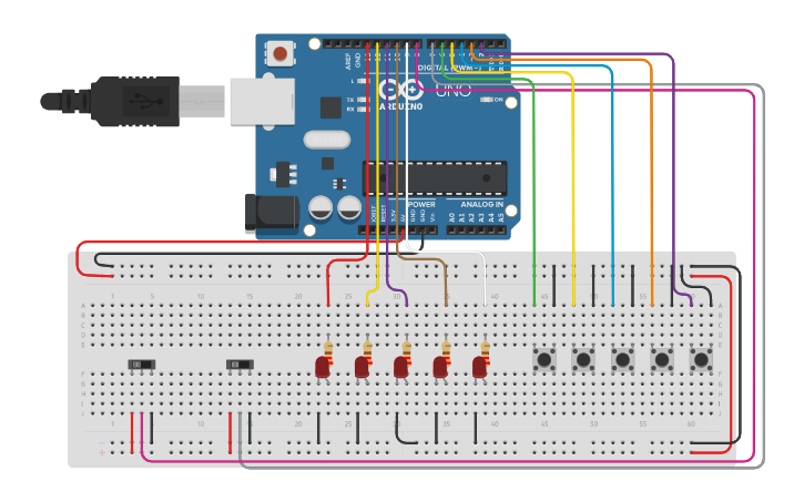 Circuit design CONCEITO DE PORTAS LÓGICAS APLICADA NO ARDUINO - Tinkercad
