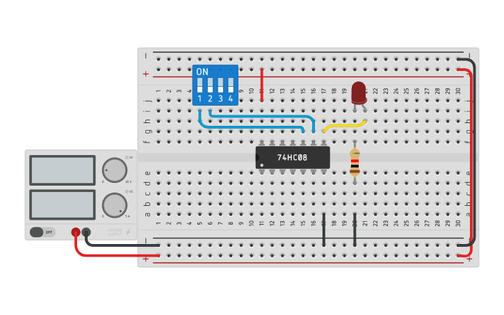 Circuit design AND GATE - Tinkercad