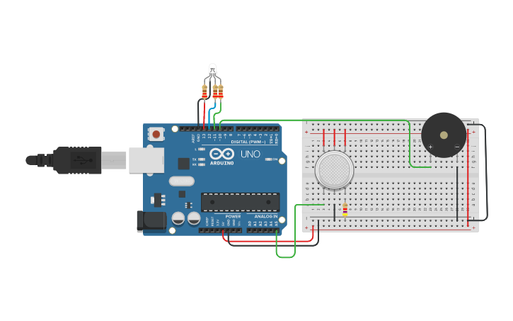 Circuit design Gas Sensor | Tinkercad