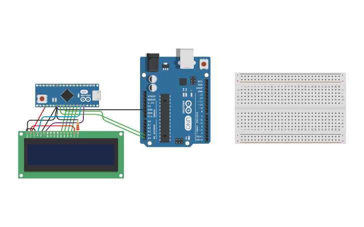 Circuit design I2C LCD (LiquidTWI2) emulator - Tinkercad
