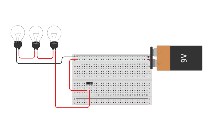 Circuit design Circuito en Serie - Bombillas - Tinkercad