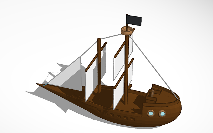 3D design barco pirata - Tinkercad