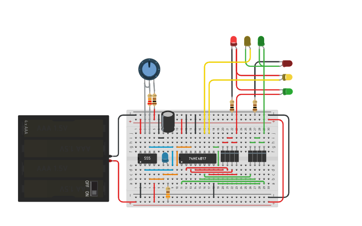 Circuit Design Traffic Lights With 555 And 4017 Tinkercad 2040