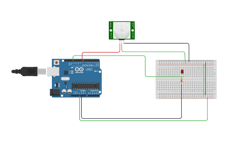 Circuit design PIR Sensor - Tinkercad