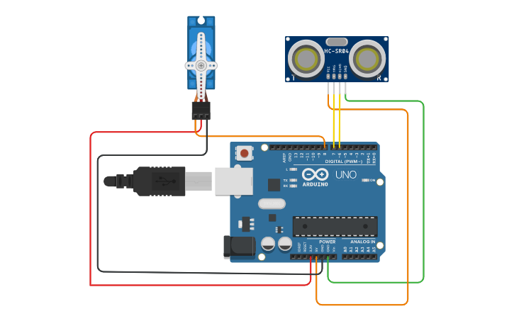 Circuit design Smart Dustbin | Tinkercad