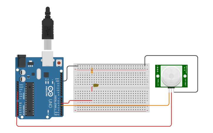 Circuit design Sensor PIR | Tinkercad