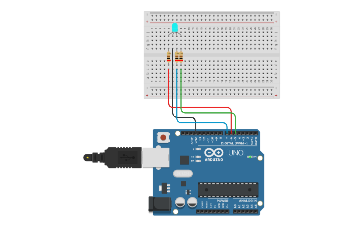 Circuit design Two On, One Off - Tinkercad