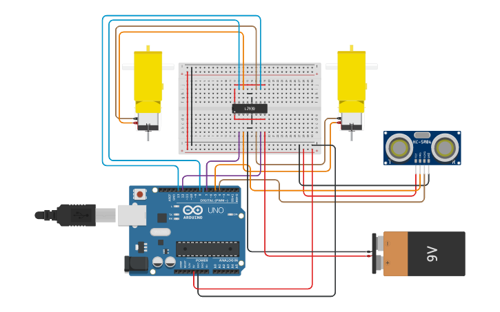 Circuit design carro autónomo - Tinkercad