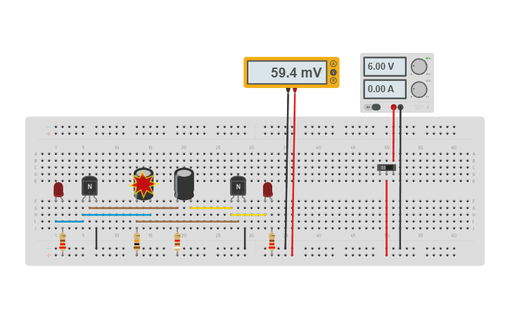 Circuit design Astable Multivibrator | Tinkercad