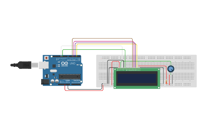 Circuit design LCD 16x2 display - Tinkercad