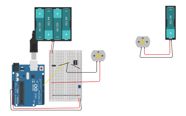 Circuit design Single Direction DC Motor | Tinkercad
