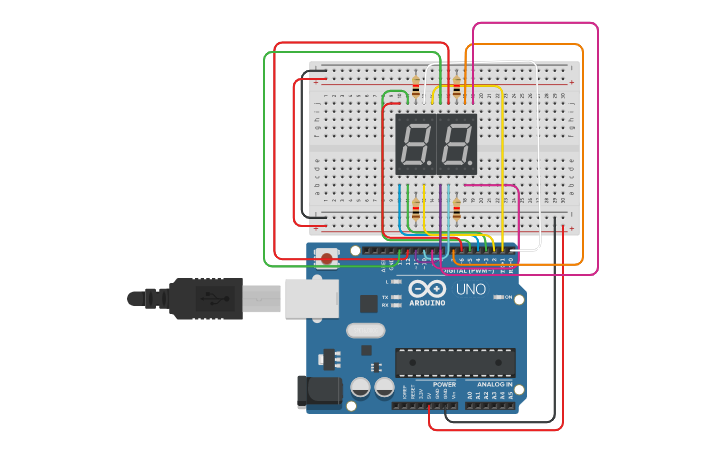 Circuit design Arduino 0 a 99 - Tinkercad