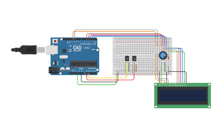 Circuit design Sensor de Temperatura y Humedad - Tinkercad