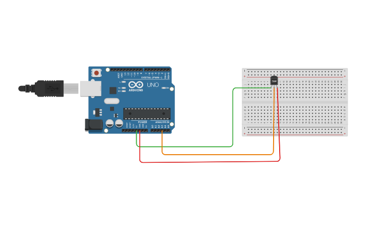 Circuit design temp sensor - Tinkercad