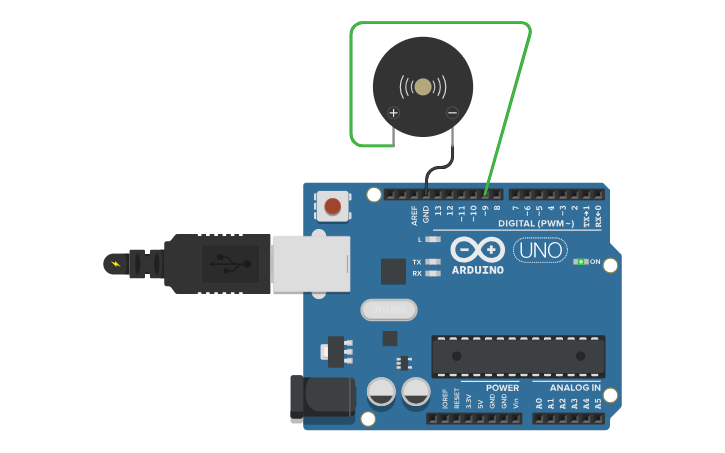 Circuit design buzzer tune | Tinkercad