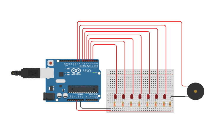 Circuit design Knight Rider - Tinkercad
